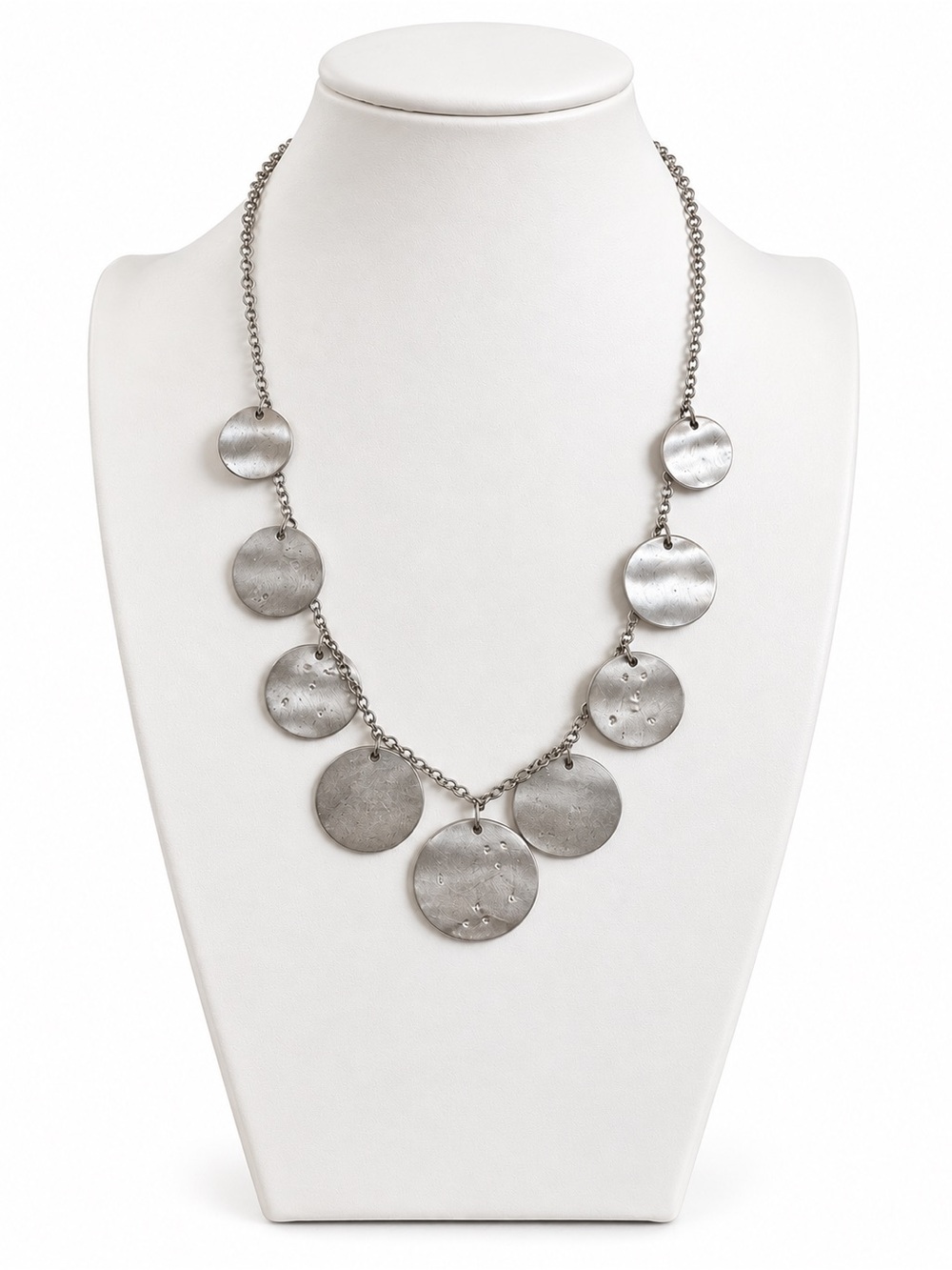 Boutique Doe &Asper Matte Silver Disc Layered Necklace - Women Jewelry